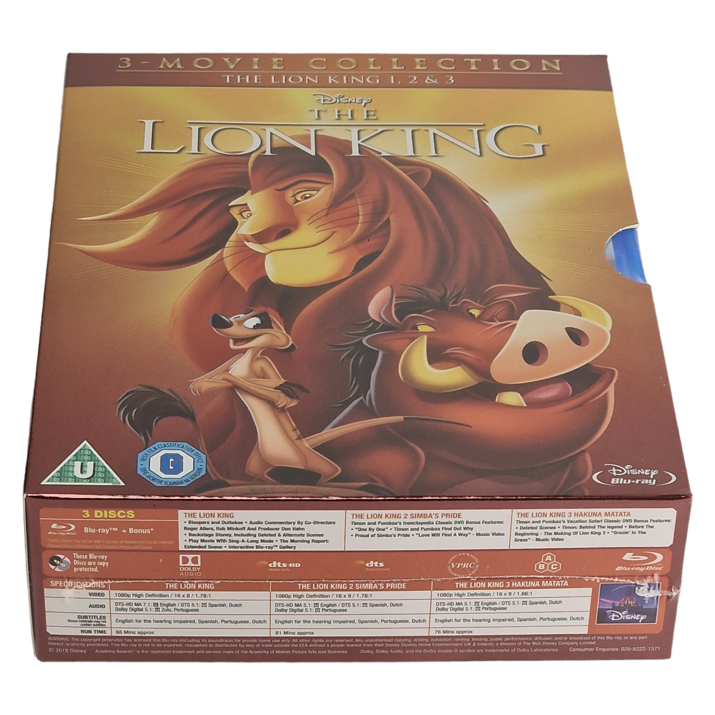 The Lion King 3 Movies Blu-ray ,Disney 1994-2004 [UK Import] Version Originale