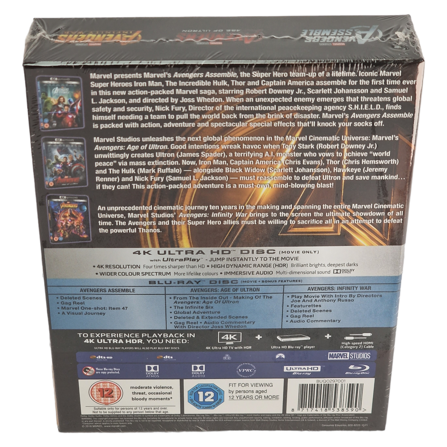 Avengers 4K Ultra HD  : 3 films Collection  Blu-ray  [UK Import] Version Originale Sans région