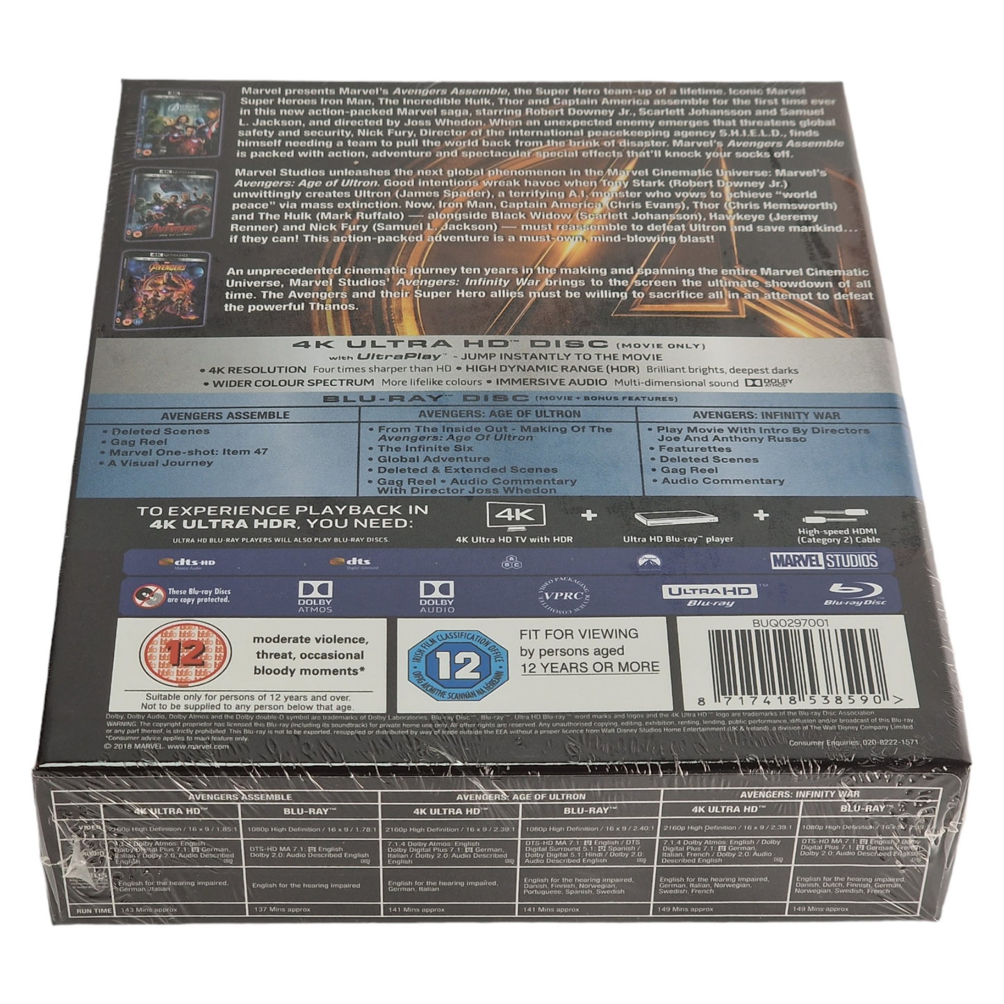 Avengers 4K Ultra HD  : 3 films Collection  Blu-ray  [UK Import] Version Originale Sans région