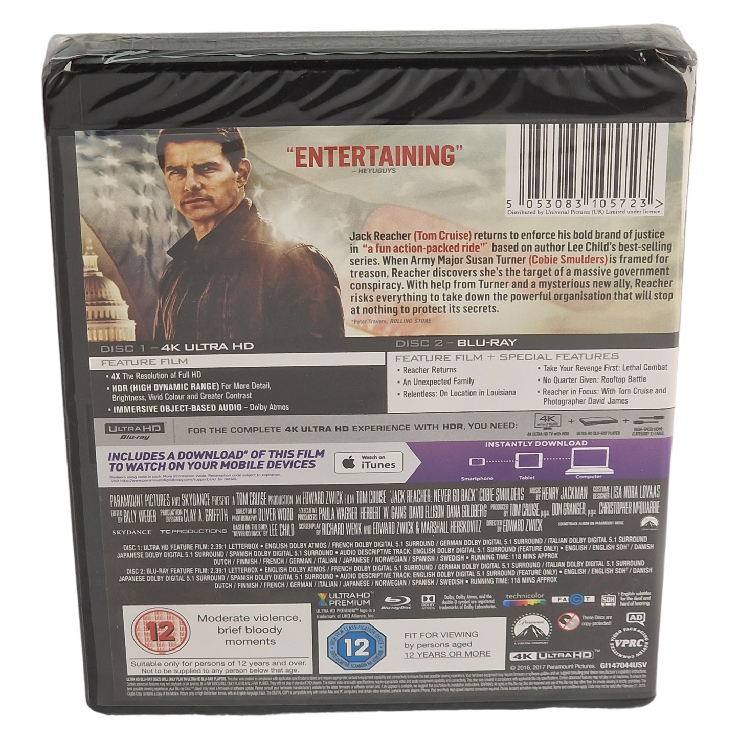 Jack Reacher : Never Go Back 4K Ultra HD + Blu-ray [UK Import]  Version Française