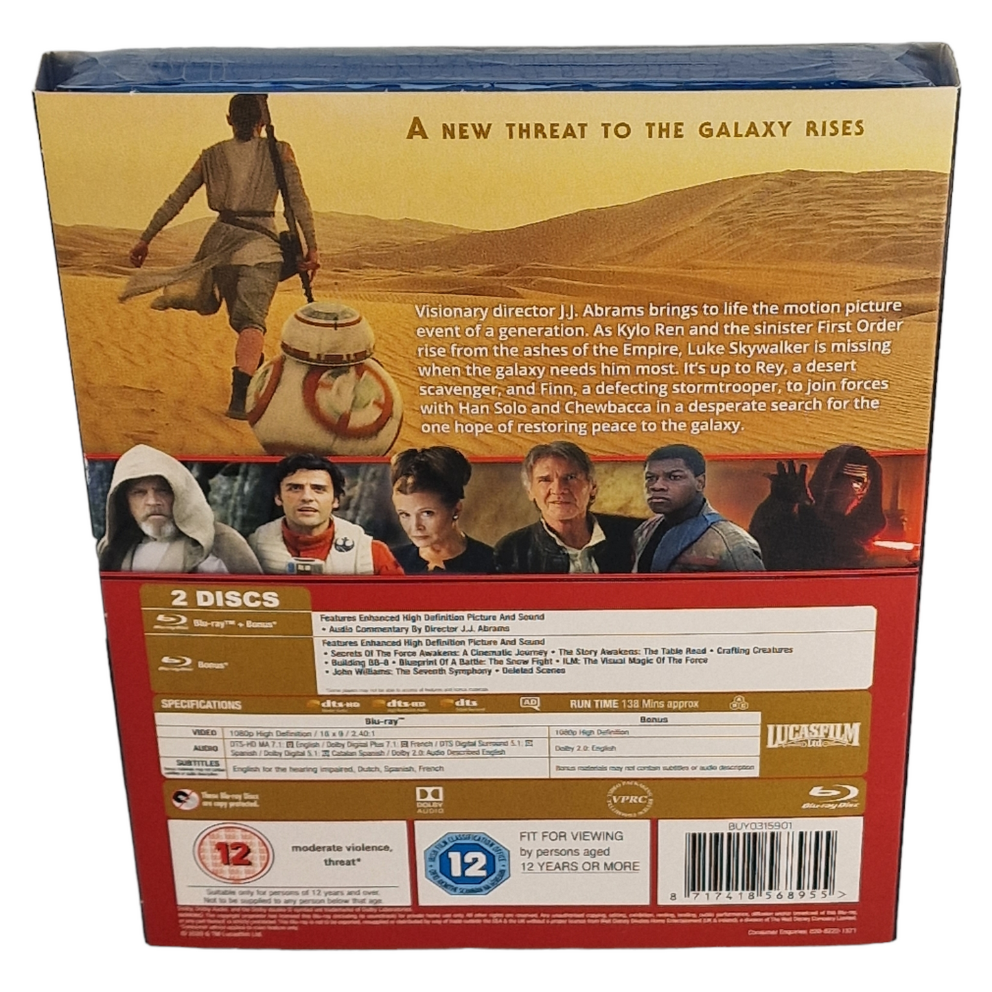 Star Wars, épisode VII : Le Réveil de la Force Blu-ray +étuit  [UK Import]  Version Française