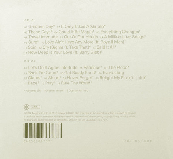 Take That – Odyssey 2 X CD  Album, Deluxe Edition