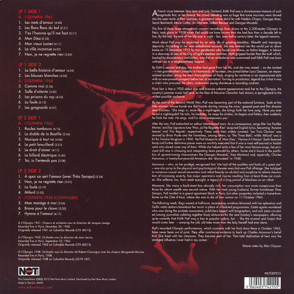 Edith Piaf - A l'Olympia de Paris (180 Gr.) 2 x Vinyle, LP, Album