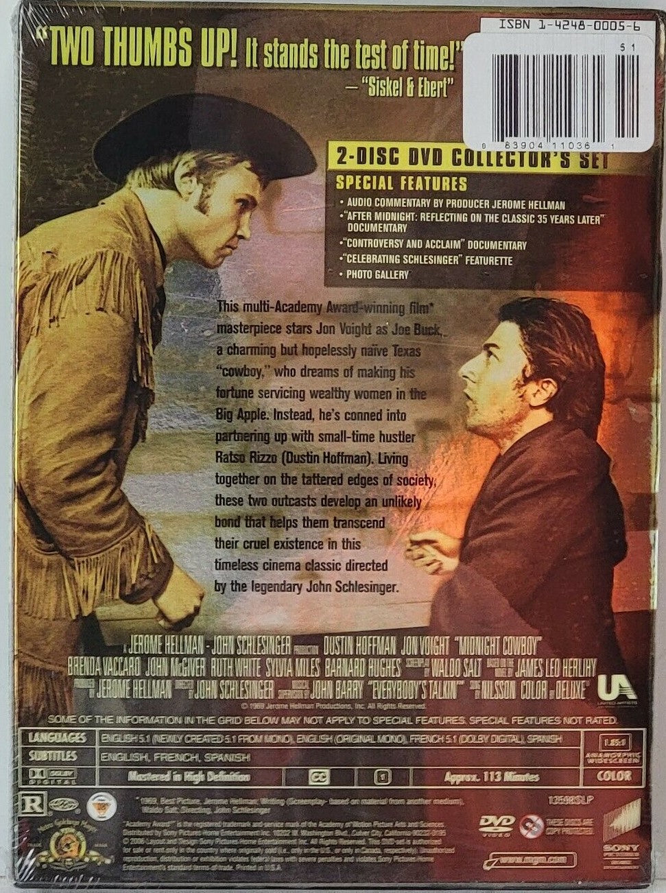 Midnight Cowboy DVD DigiPack Édt Collector Jon Voight,Dustin Hoffman Région 1